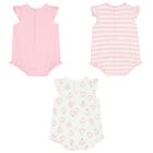 Baby Girls Pink & White Rompers ( 3-Pack ), 1, hi-res