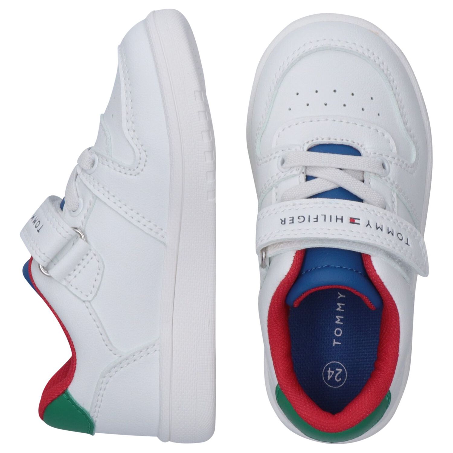Boys White Logo Trainers, 1, hi-res