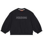 سويت شيرت بنات بالشعار باللون الأسود, 1, hi-res