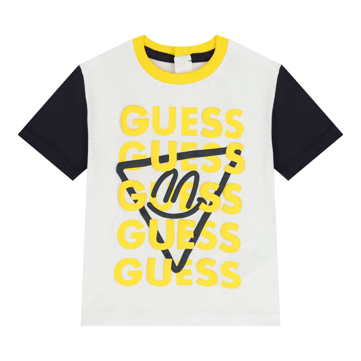 Baby Boys White & Yellow Logo Shorts Set, 1, hi-res