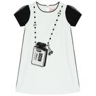 Girls White & Black Bag Dress, 1, hi-res