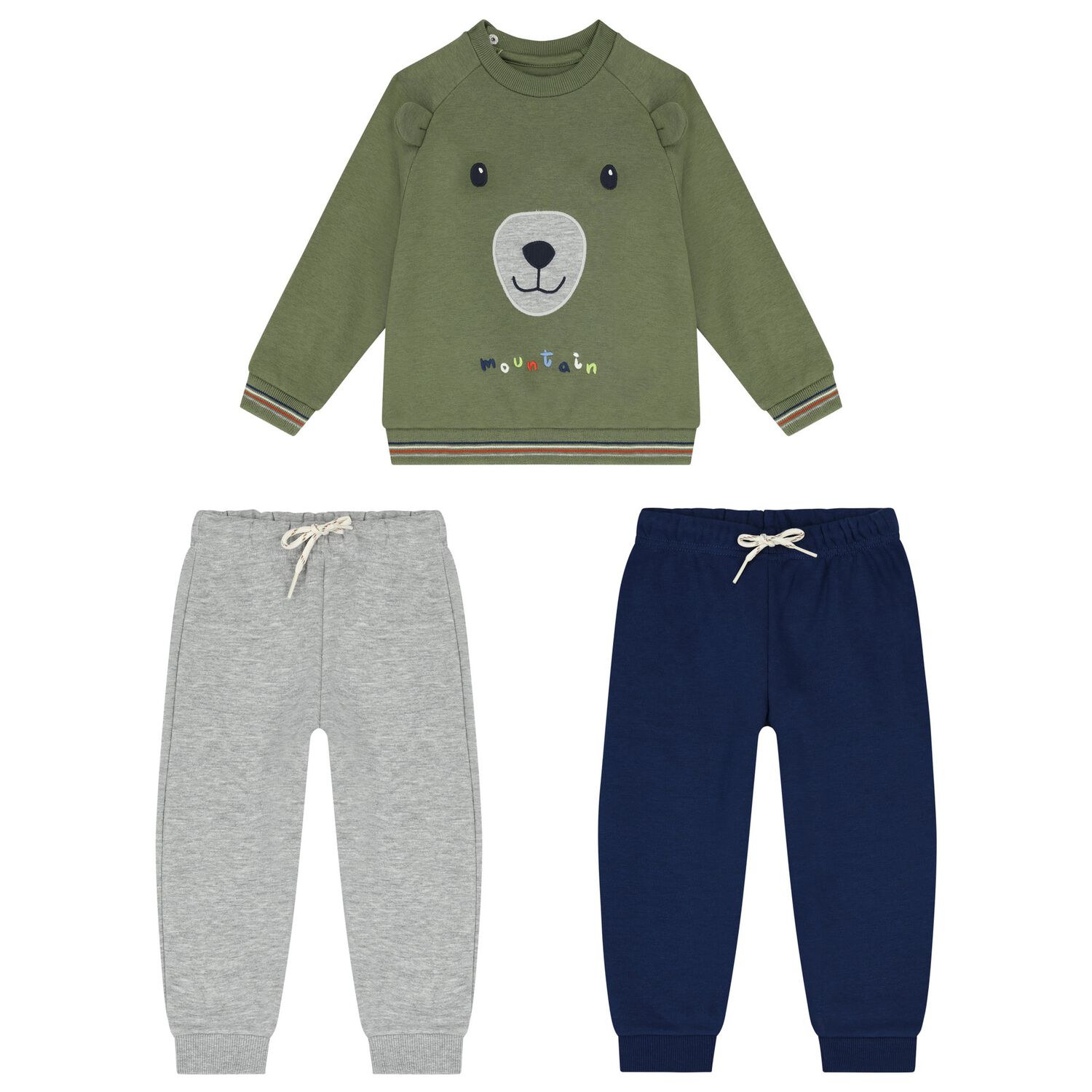 Younger Boys Green, Blue & Grey 3-Piece Tracksuit, 1, hi-res image number null