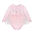 Baby Girls Pink Bow Tulle Dress Set , 2, hi-res