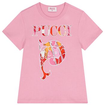 تيشيرت للبنات باللون وردي بشعار مطرز