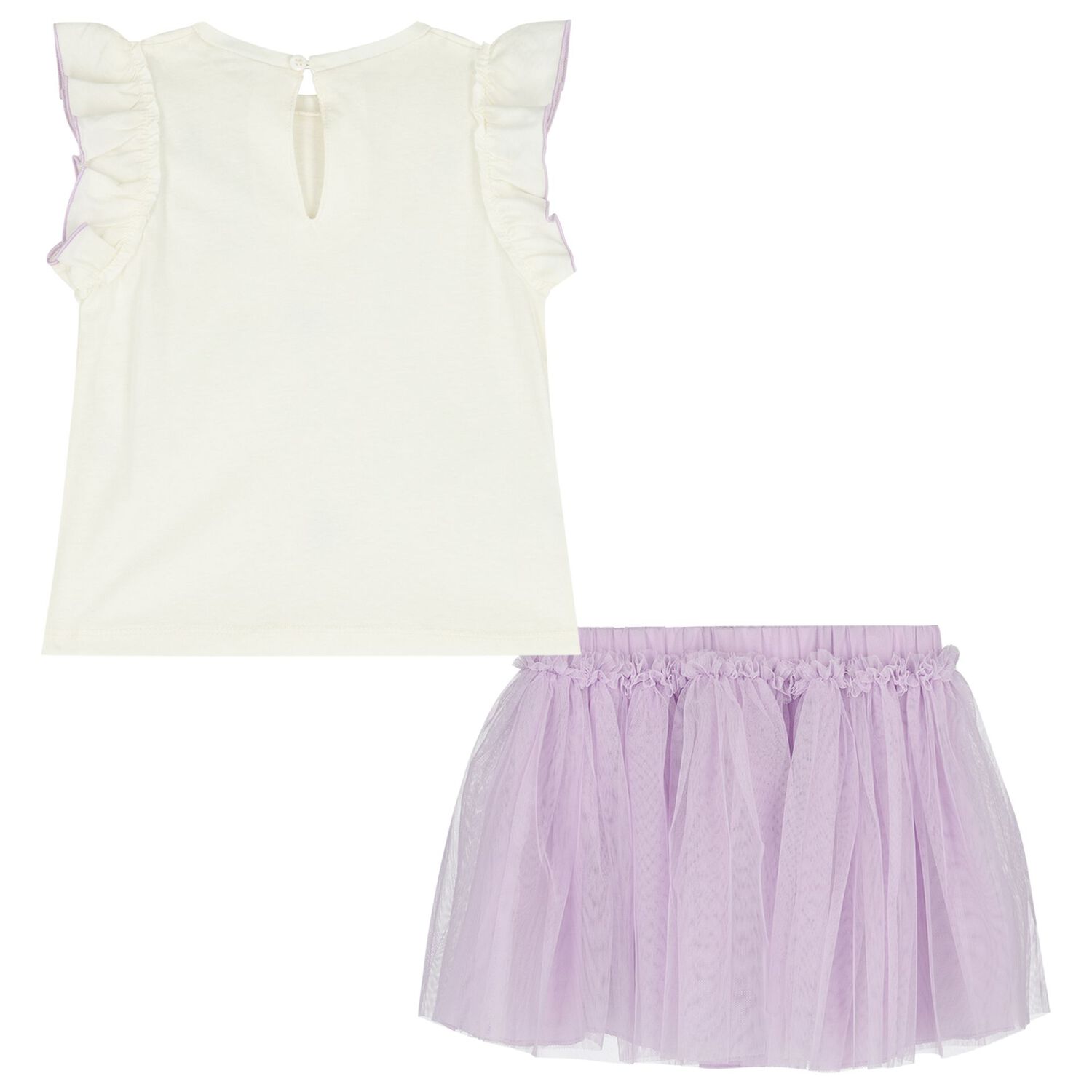Younger Girls Ivory & Lilac Skirt Set, 2, hi-res
