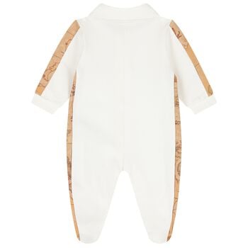 Ivory & Beige Geo Map Babygrow