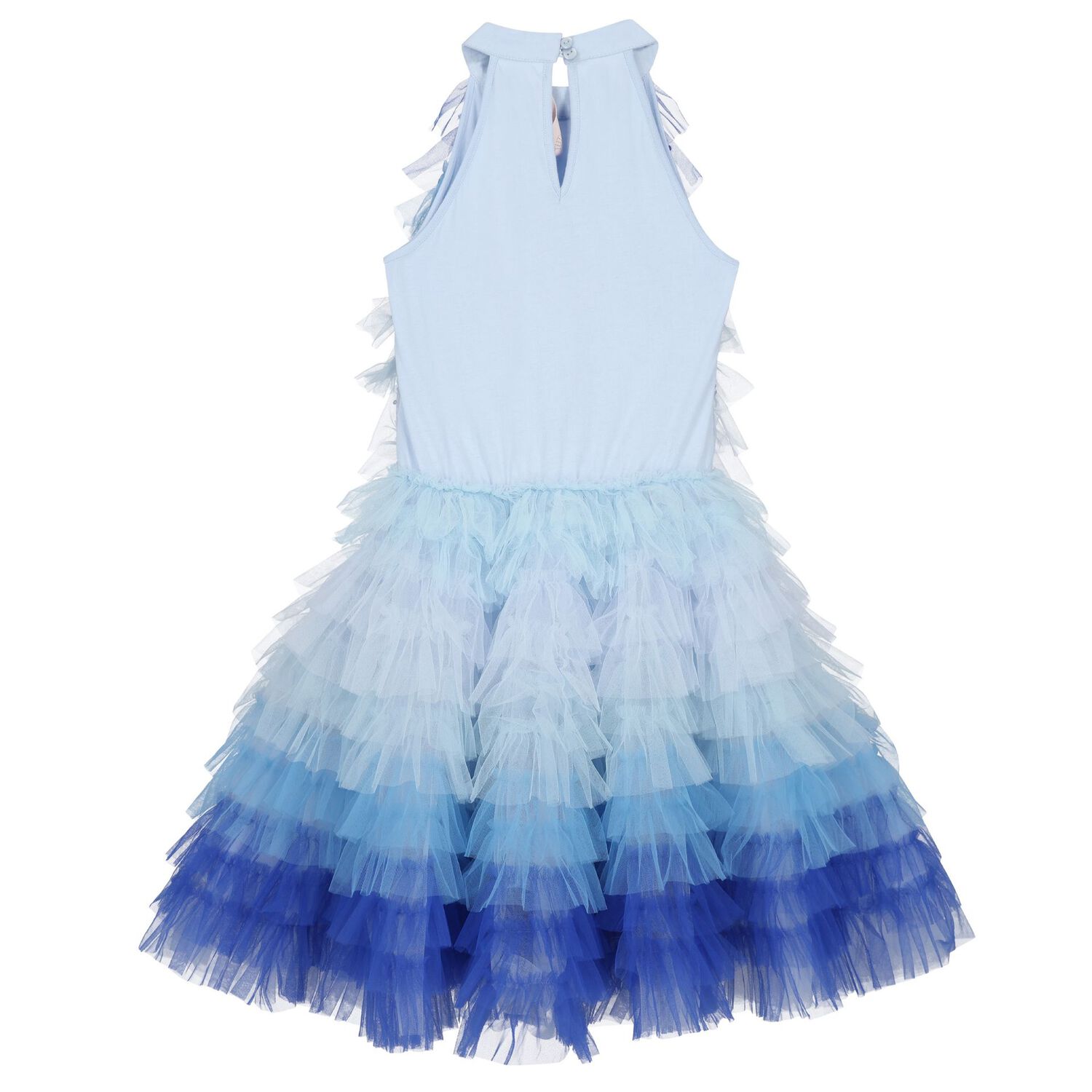 Girls Blue Layered Tulle Dress, 1, hi-res