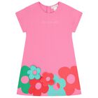 فستان للبنات مزين بالزهور باللون الوردي, 1, hi-res