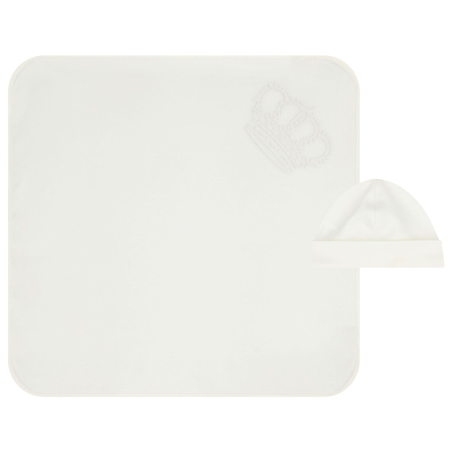 طقم بطانية و قبعة أولاد بشعار تاج باللون العاجي, 1, hi-res image number null