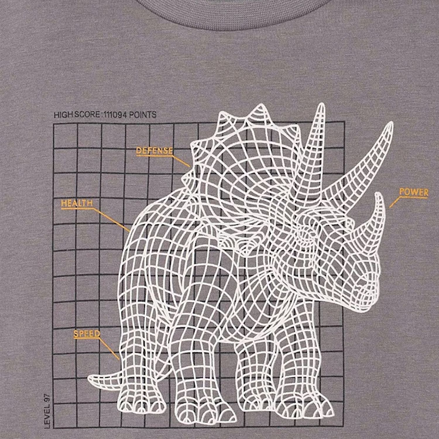 Boys Grey Dinosaur Long Sleeve Top, 1, hi-res