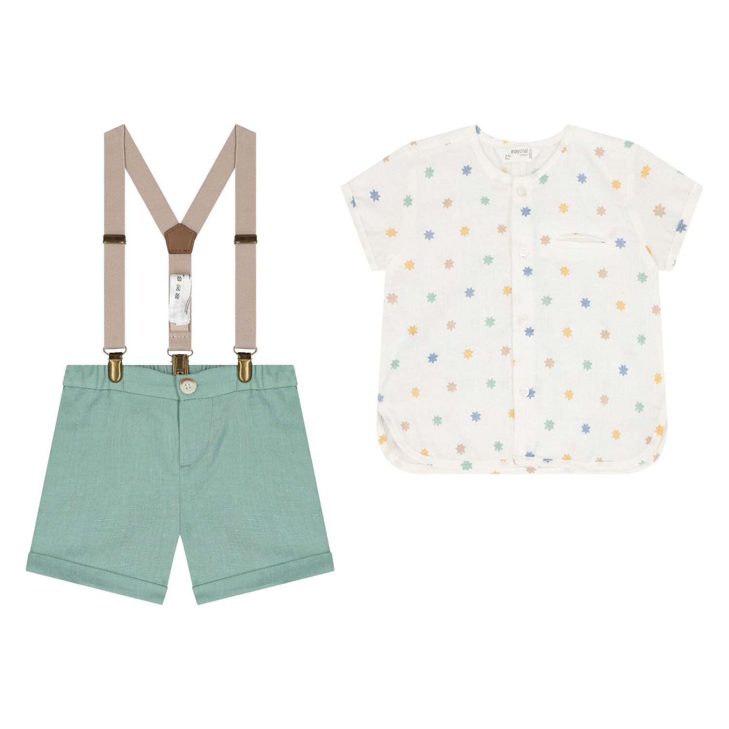 طقم شورت اولاد باللون الابيض والاخضر , 2, hi-res image number null