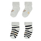 Baby Boys Grey & Navy Teddy Socks ( 2-Pack ) , 1, hi-res