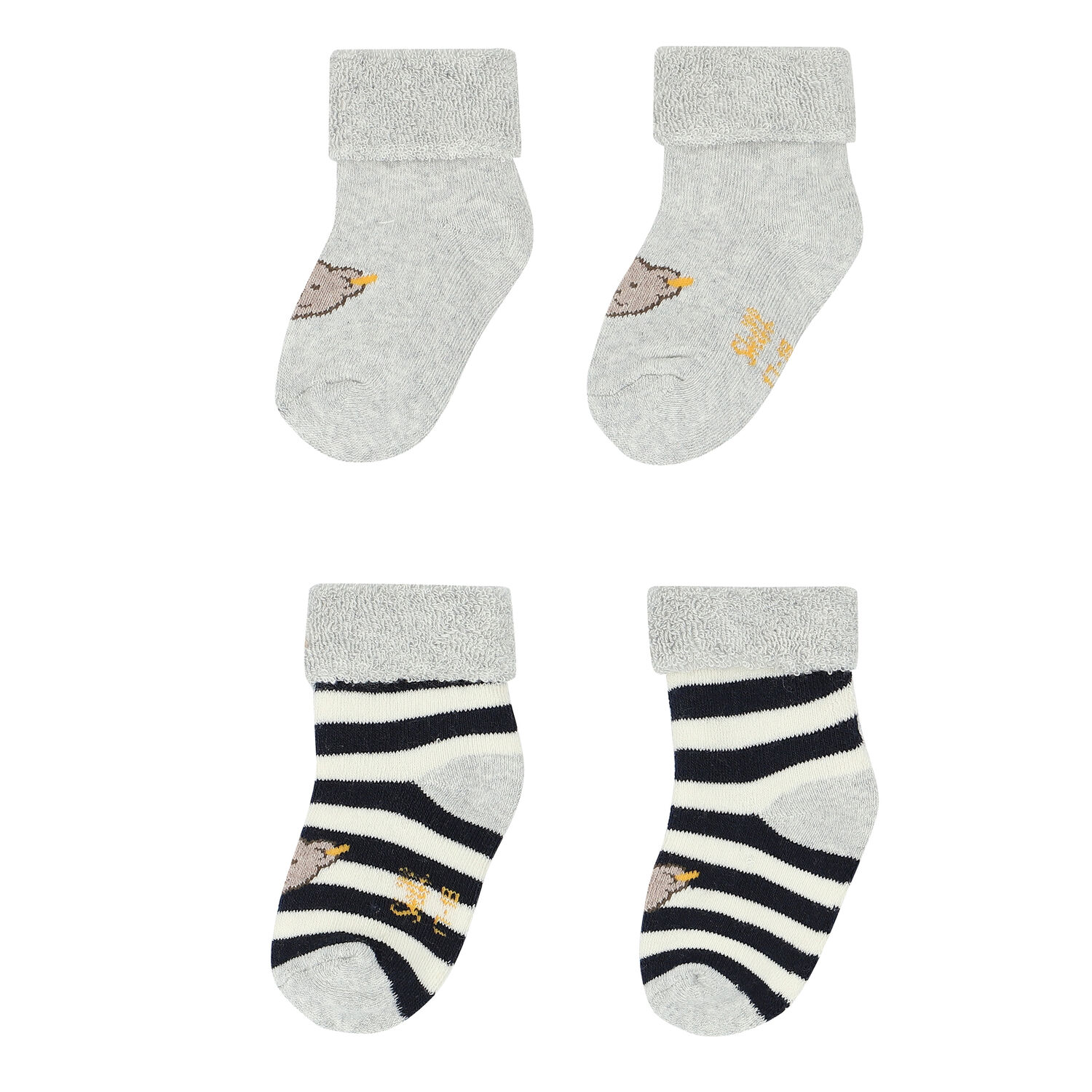 Baby Boys Grey & Navy Teddy Socks ( 2-Pack ) , 1, hi-res image number null