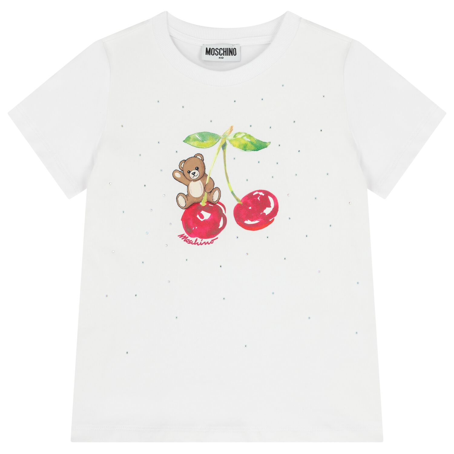 Girls White Teddy Bear T-Shirt, 3, hi-res