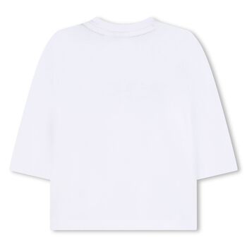 Younger Boys White Logo Long Sleeve Top