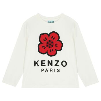 Ivory Boke Flower Logo Long Sleeve Top