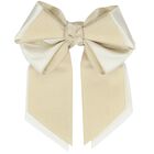 Girls Gold & Ivory Ribbon Bow Hair Clip, 1, hi-res
