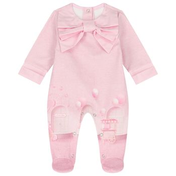 Baby Girls Pink Bow Babygrow