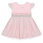 Girls Pink Logo Pleated Dress, 1, hi-res