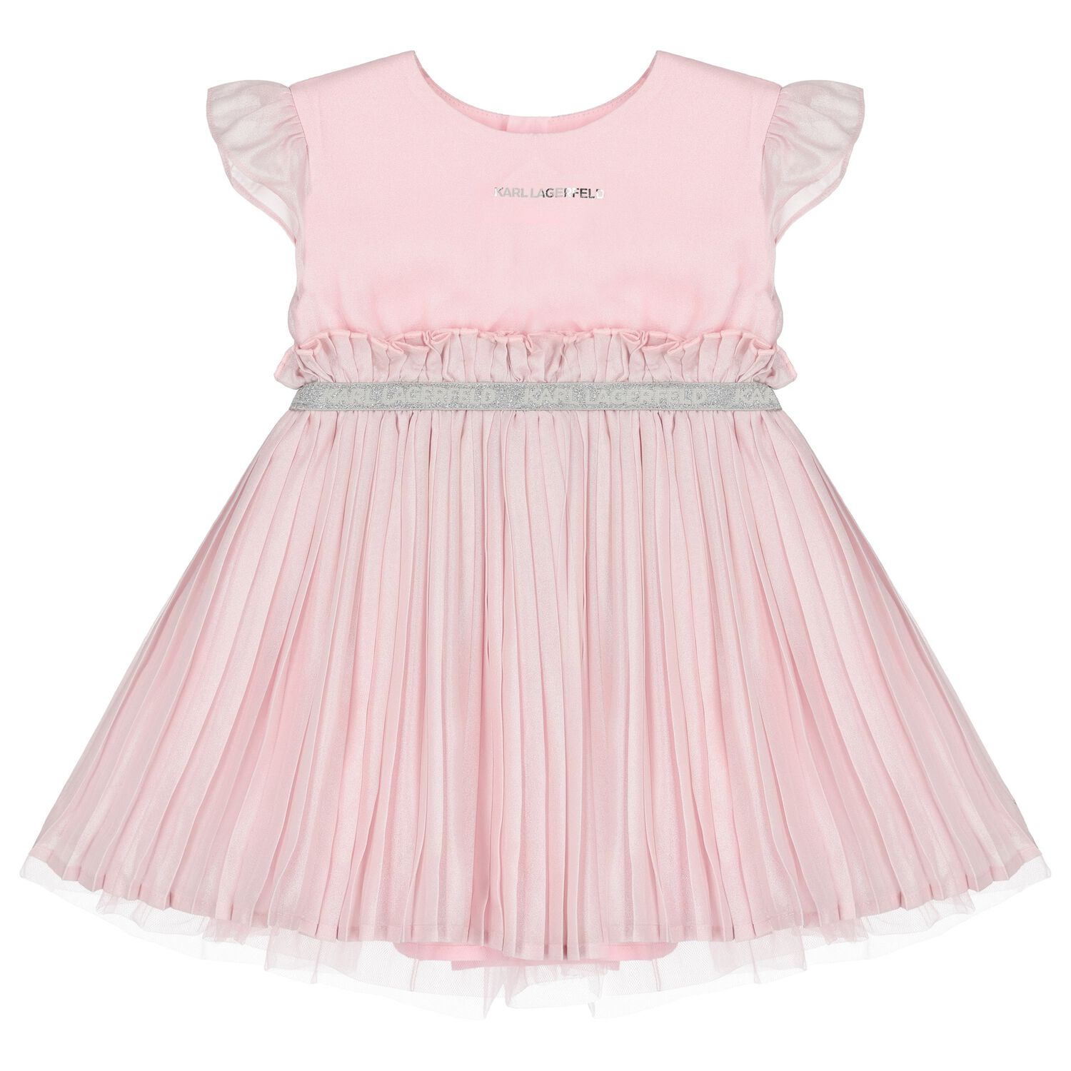 Girls Pink Logo Pleated Dress, 1, hi-res image number null