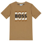 Boys Beige Logo T-Shirt, 1, hi-res