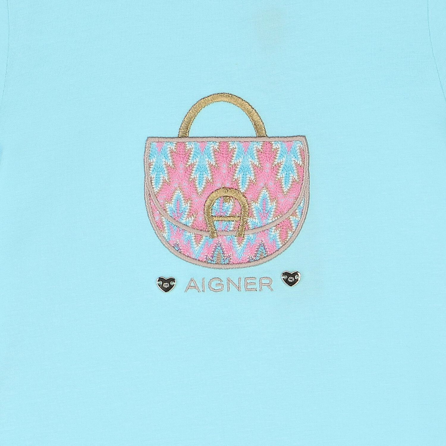 فستان بنات بطبعة حقيبة بالشعار باللون الأزرق, 2, hi-res