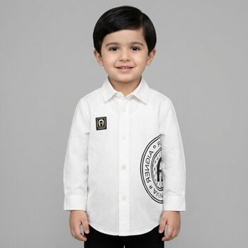 Younger Boys White Logo Shirt
