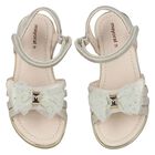 Girls Gold Embellished Bow Sandals, 1, hi-res