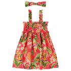 Girls Red Palm Tree Dress Set, 2, hi-res