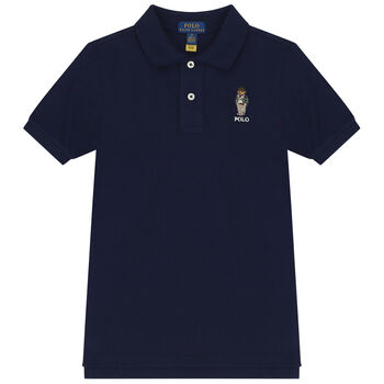Boys Navy Blue Polo Bear Polo Shirt