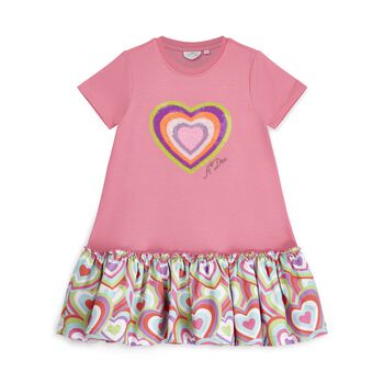 Girls Pink Sequin Heart Dress