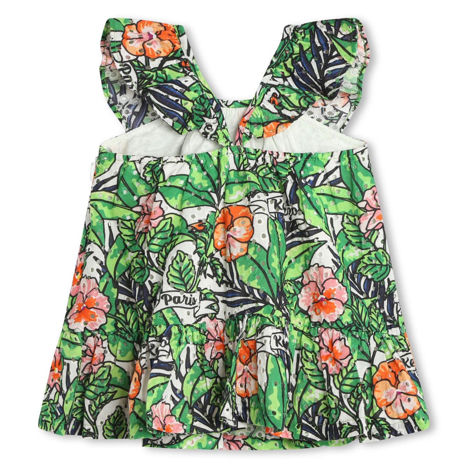 Younger Girls Green Floral Dress, 1, hi-res