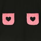 فستان بالشعار باللون الاسود للبنات, 1, hi-res