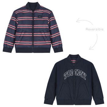 Boys Navy Blue Reversible Puffer Jacket