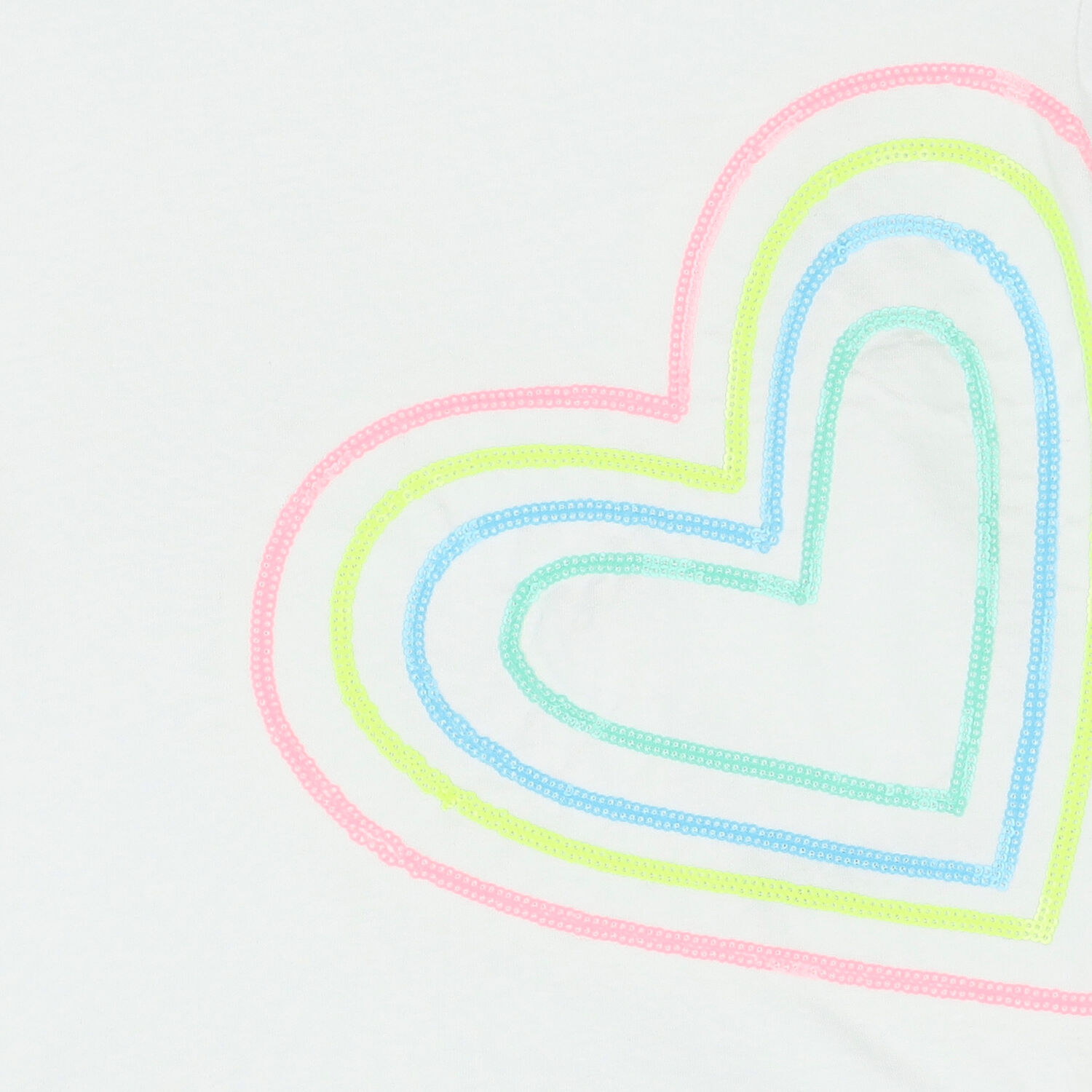 تيشيرت بالترتر وطبعة قلب باللون الابيض للبنات, 1, hi-res