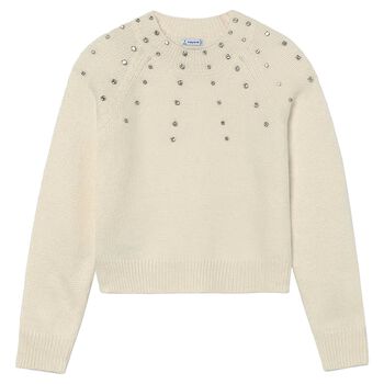 Girls Beige Rhinestone Jumper