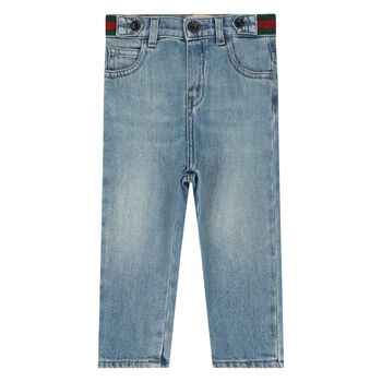 Younger Boys Blue Web Striped Denim Jeans