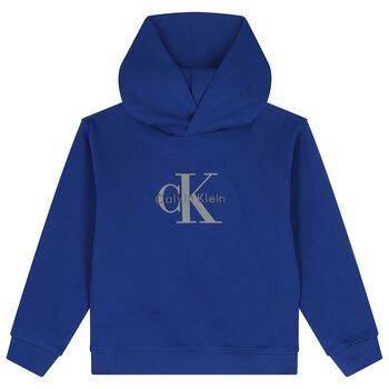 Boys Blue Logo Hooded Top