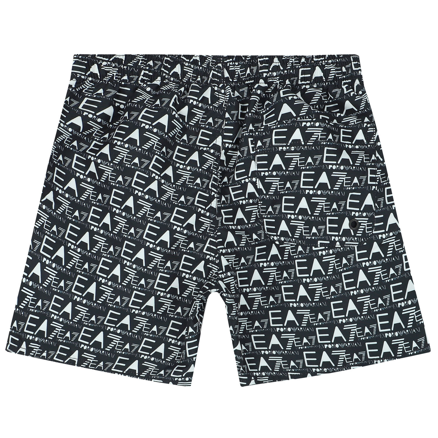 Boys Black & White Logo Swim Shorts, 1, hi-res