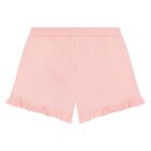 Younger Girls White & Pink Teddy Bear Shorts Set, 1, hi-res