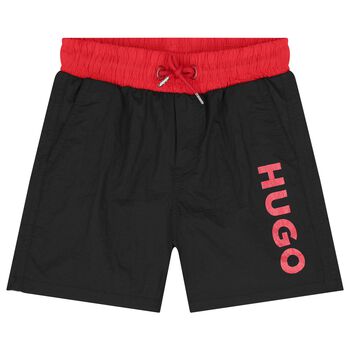 Boys Black Logo Swim Shorts