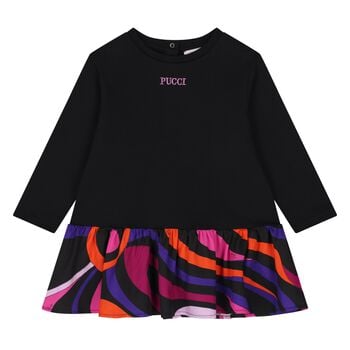 Younger Girls Black Vortice Dress