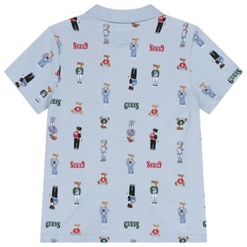 قميص بولو بالشعار للاولاد بطبعه تيدىبير باللون الازرق 