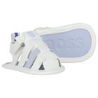 Baby Boys White Logo Sandals, 1, hi-res