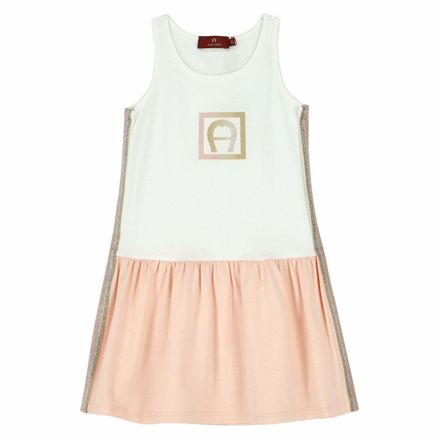 فستان قطعتين باللون الزهرى والابيض للبنات, 1, hi-res