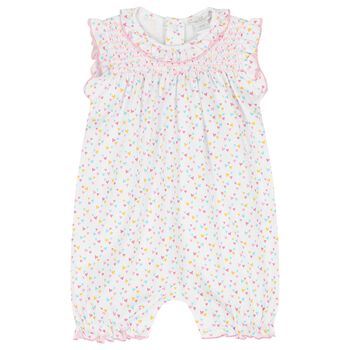 Baby Girls White & Pink Heart Romper