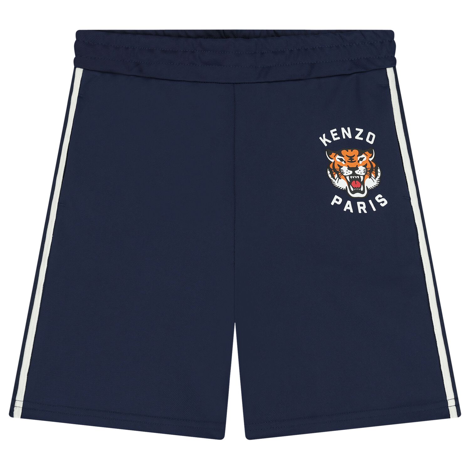 Navy Blue Tiger Logo Shorts, 1, hi-res