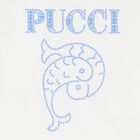 Girls Ivory Cotton Embellished Logo T-Shirt, 1, hi-res