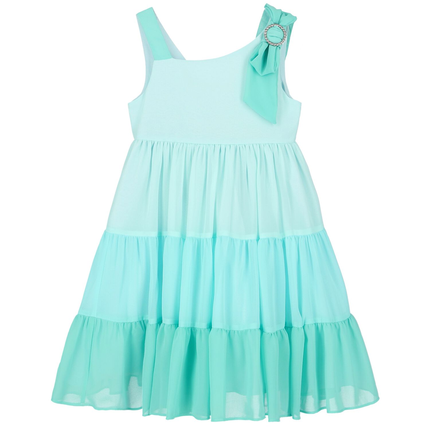 Girls Turquoise Chiffon Dress, 1, hi-res image number null