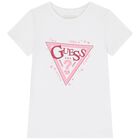 Girls White Glittery Logo T-Shirt, 1, hi-res